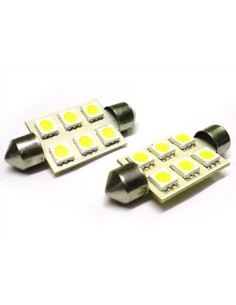 24V Lampada Led Siluro T11 C5W 41mm 6 Smd 5050 Bianco Camion