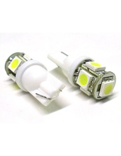 24V Lampada Led T10 W5W 5 Smd Bianco Luci Posizione Camion
