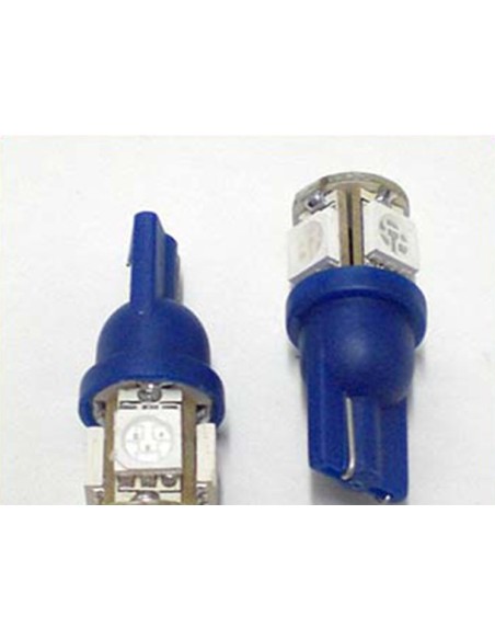 24V Lampada Led T10 W5W 5 Smd Blu Luci Posizione Targa Camion