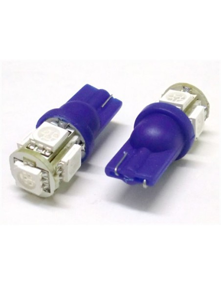 24V Lampada Led T10 W5W 5 Smd Blu Luci Posizione Targa Camion