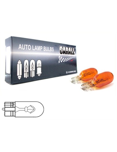 10 Pezzi Lampada Alogena T10 WY5W 24V 5W Amber Arancione Zoccolo Vetro W2,1x9,5d