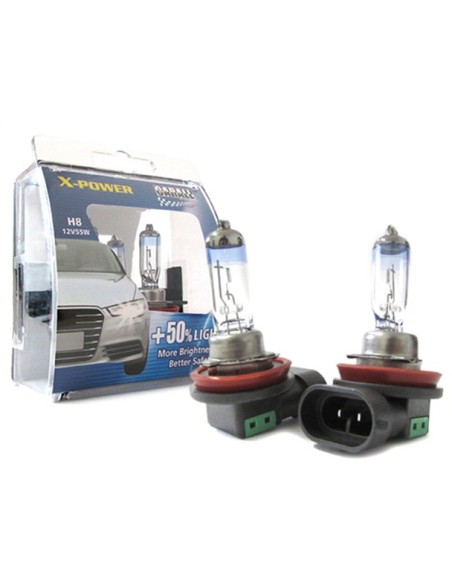Coppia Lampada H8 12V 55W PGJ19-1 X-Power +50% Luminosita