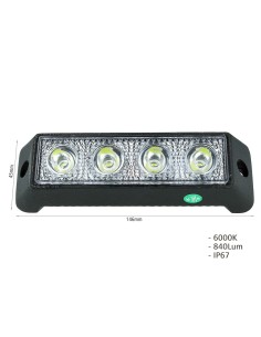 Fanale Luci Diurne A Led DRL Work Light Faro Da Lavoro 12V 24V 12W (4X3W) IP67 Bianco