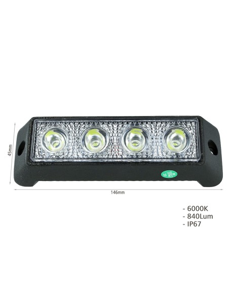 Fanale Luci Diurne A Led DRL Work Light Faro Da Lavoro 12V 24V 12W (4X3W) IP67 Bianco