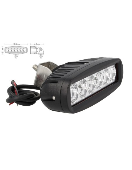 Fanale Luci Diurne A Led DRL Work Light Faro Da Lavoro 12V 24V 18W (6X3W) IP67 Bianco