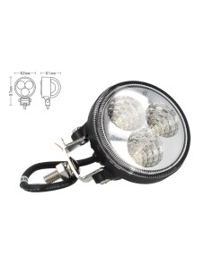 Fanale Rotondo Luci Diurne A Led Work Light Faro Da Lavoro 12V 24V 9W (3X3W) IP67 Bianco