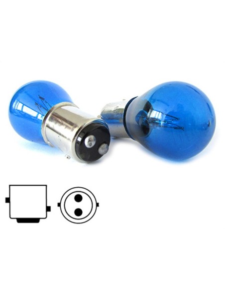 Lampada Alogena P21/5W BAY15D 12V 21/5W Luce Posizione Stop Colore AZZURRA