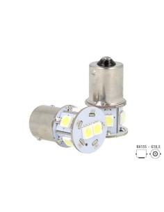 Lampada Led Canbus BA15S G18,5 R5W R10W No Errore Bianco 12V Luci Posizione Piedi Dritti 7 Smd 5050