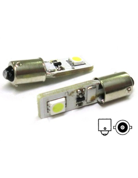 Lampada Led Canbus BA9S T4W 2 Smd No Errore Piedi Diritti 12V Con Resistenza