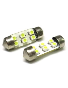 Lampada Led Siluro T11 C5W 31mm 6 Smd Bianco Ghiaccio 12V Luci Targa 2