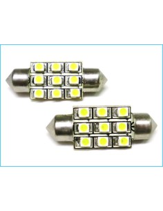 Lampada Led Siluro T11 C5W 39mm 9 Smd Bianco Freddo 12V Luci Targa