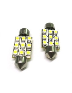 Lampada Led Siluro T11 C5W 39mm 9 Smd Bianco Freddo 12V Luci Targa 2