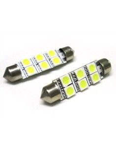 Lampada Led Siluro T11 C5W 46mm 6 Smd 5050 Bianco Ghiaccio 12V Luci Targa