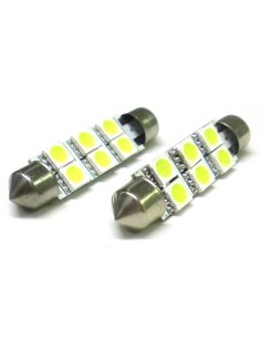 Lampada Led Siluro T11 C5W 46mm 6 Smd 5050 Bianco Ghiaccio 12V Luci Targa 2
