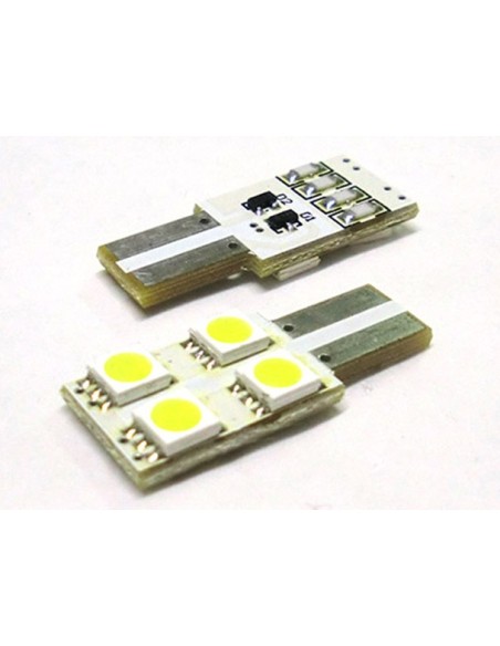 Lampada Led T10 W5W 4 Smd 5050 No Polarita Bianco 12V Luci Targa Portiere