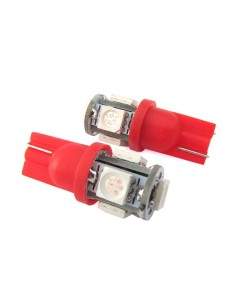 Lampada Led T10 W5W 5 Smd 5050 Colore Rosso Luci Di Posizione 12V 2