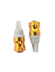 Lampada Led T10 W5W Canbus Pro No Polarita 12V 3W Chip Cree Con Anello Dissipatore Oro Super Luminoso Frontale 2