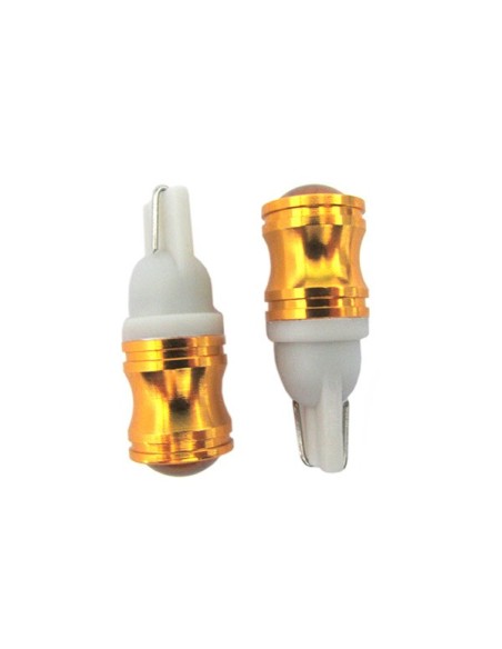 Lampada Led T10 W5W Canbus Pro No Polarita 12V 3W Chip Cree Con Anello Dissipatore Oro Super Luminoso Frontale
