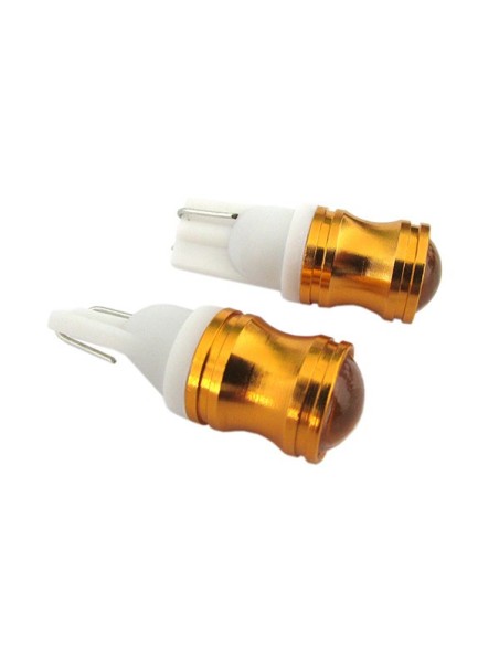 Lampada Led T10 W5W Canbus Pro No Polarita 12V 3W Chip Cree Con Anello Dissipatore Oro Super Luminoso Frontale
