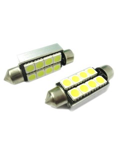 Lampadina Led Siluro Canbus T11 C5W 42mm 8 SMD 5050 12V Luci Targa Con Dissipatore 2