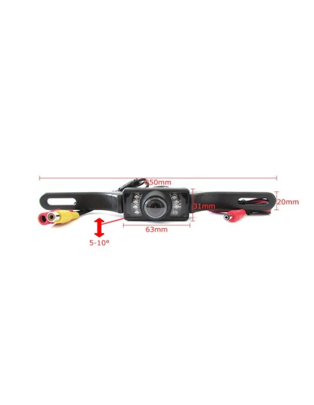 Telecamera Retromarcia Portatarga Infrarossa Stagna IP65 7 Led 12V Per Auto