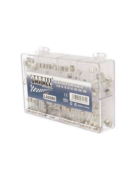 Kit 80 Fusibile Auto Moto Camper Camion Barca Tubo In Vetro 0.5A 1A 2A 3A 5A 10A 20A 30A &Oslash5mmX20mm &Oslash6mmX30mm