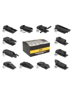 Kit 12 Attacchi Connettori Adattatori Raccordi Per Spazzole Tergicristallo CARALL S985 Flat e T191 Ibrida Flat e T191 Ibrida