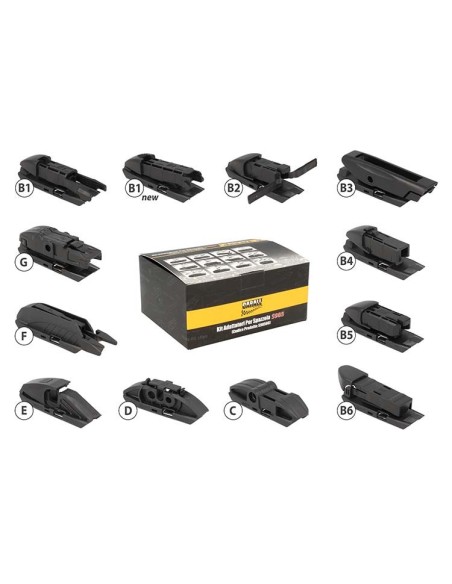 Kit 12 Attacchi Connettori Adattatori Raccordi Per Spazzole Tergicristallo CARALL S985 Flat e T191 Ibrida Flat e T191 Ibrida