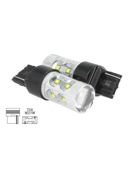 Lampada Led T20 50W W21W 7440 12V 24V 10 Led Cree Da 5W Luci Diurne Lancia Ypsilon Iveco Daily Nuova VW Touran Audi Q3