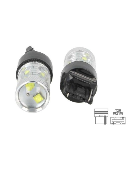 Lampada Led T20 50W W21W 7440 12V 24V 10 Led Cree Da 5W Luci Diurne Lancia Ypsilon Iveco Daily Nuova VW Touran Audi Q3