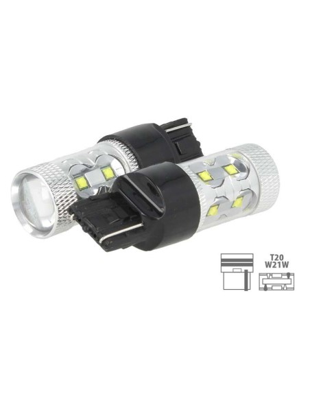 Lampada Led T20 50W W21W 7440 12V 24V 10 Led Cree Da 5W Luci Diurne Lancia Ypsilon Iveco Daily Nuova VW Touran Audi Q3