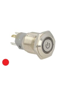 Interruttore Pulsante Bilanciere Rotondo 5 Pin Acciaio Inossidabile Con Spia Led Rosso 12V Auto Moto Foro 16mm