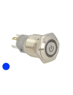 Interruttore Pulsante Bilanciere Acciaio Inossidabile Rotondo 5 Pin Con Spia Led Blue 12V Auto Barca Foro 16mm 2