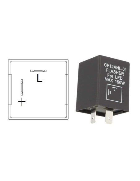 Flasher Led Lampeggiatore Rele Relay 2 Pin CF12 Positivo Sinistra 12V Per Frecce Led Auto Americane