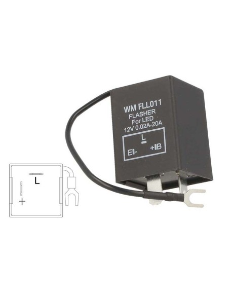 Flasher Led Lampeggiatore Rele Relay 3 Pin Negativo Con Filo FLL011 12V Per Frecce Led Moto Scooter Motorcycle