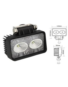 Fanale Rettangolare Luci Diurne A Led DRL Work Light Faro Da Lavoro 12V 24V 20W (2X10W) Cree IP67 Bianco