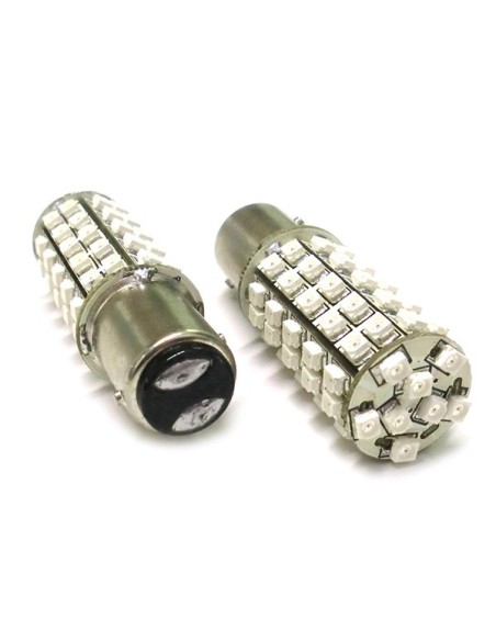 24V Lampada Led BAY15D 1157 S25 68 Smd Rosso Luci Posizione e Stop Camion