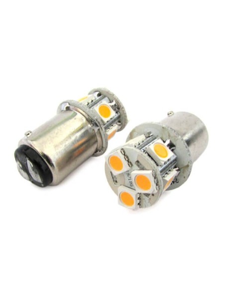 2 Lampade Led Barca Nautica BA15D B15D Bianco Caldo 12V 24V 2W No Polarita Piedi Dritti 8 Smd 5050 Baionetta G18