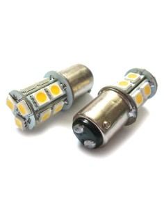 2 Lampade Led Barca Nautica BA15D B15D Bianco Freddo 12V 24V 3W No Polarita Piedi Dritti 13 Smd 5050 Baionetta G18 2
