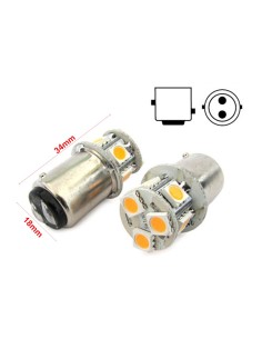 2 Lampade Led Barca Nautica BAY15D Bianco Caldo 12V 24V 2W No Polarita Piedi Sfalfati 8 Smd 5050 Baionetta G18,5 2