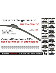 Spazzola Tergicristallo Auto Universale S985 20'' 500mm Carall 16 Attacchi Opzionale