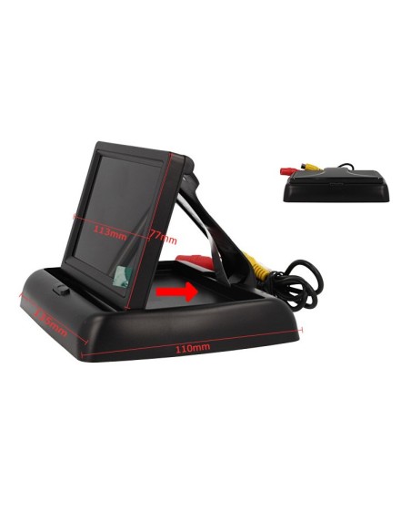 Monitor Richiudibile Pieghevole 4,3 Pollici Doppi Ingressi Video Per Massimo 2 Telecamere Auto Retromarcia 12V