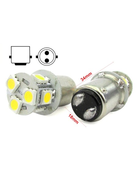 2 Lampade Led Barca Nautica BA15D B15D Bianco Freddo 12V 24V 2W No Polarita Piedi Dritti 8 Smd 5050 Baionetta G18