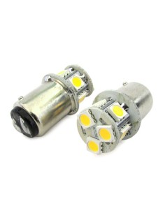 2 Lampade Led Barca Nautica BA15D B15D Bianco Freddo 12V 24V 2W No Polarita Piedi Dritti 8 Smd 5050 Baionetta G18 2