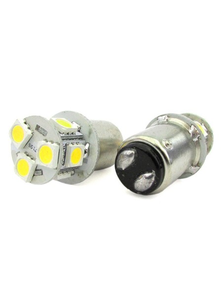 2 Lampade Led Barca Nautica BA15D B15D Bianco Freddo 12V 24V 2W No Polarita Piedi Dritti 8 Smd 5050 Baionetta G18