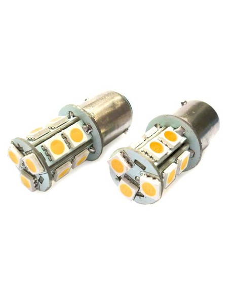 2 Lampade Led Barca Nautica BAY15D Bianco Caldo 12V 24V 3W No Polarita Piedi Sfalfati 13 Smd 5050 Baionetta G18,5