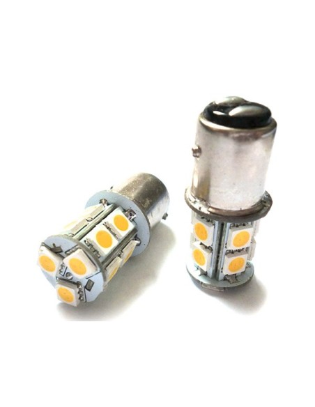 2 Lampade Led Barca Nautica BAY15D Bianco Caldo 12V 24V 3W No Polarita Piedi Sfalfati 13 Smd 5050 Baionetta G18,5