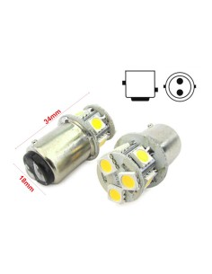2 Lampade Led Barca Nautica BAY15D Bianco Freddo 12V 24V 2W No Polarita Piedi Sfalfati 7 Smd 5050 Baionetta G18,5