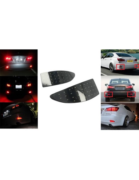 Kit 2 Fanali Posteriori A Led Nero Fume Per Lexus IS 250 300h 350 MK III XE30 Rear Bumper Reflector Light