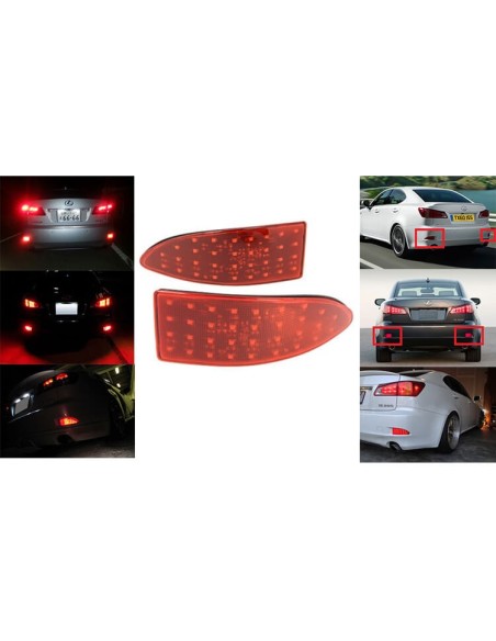 Kit 2 Fanali Posteriori A Led Rosso Per Lexus IS 250 300h 350 MK III XE30 Sostituzione Catarifrangente Riflettore Originale